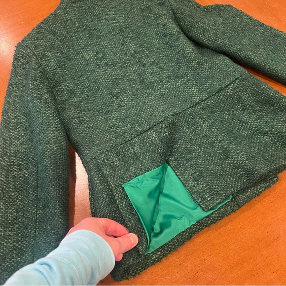 Smythe Les Vestes Double Breasted Tweed Funnel Neck Blazer 8 Virgin Wool Green - Picture 11 of 16